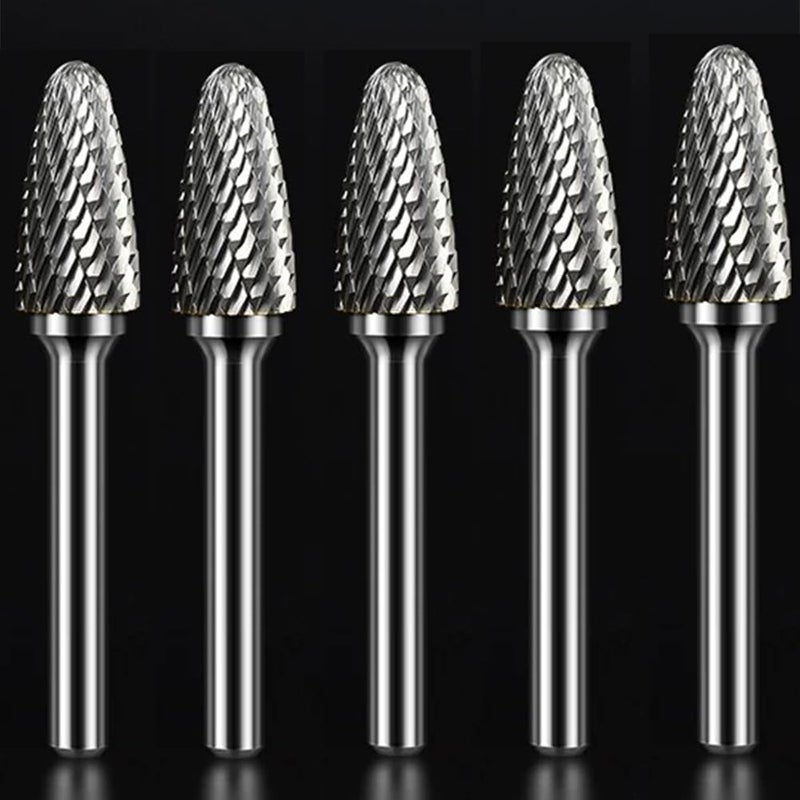 KOTVTM SF-5 Tungsten Carbide Burr Set Double Cut Rotary Burrs File(1/2â€ Cutter Dia X 1â€Cutter Length) with 1/4'' (6.35mm) Shank for Die Grinder Drill Bits (Pack of 5)â€¦ - Image 5